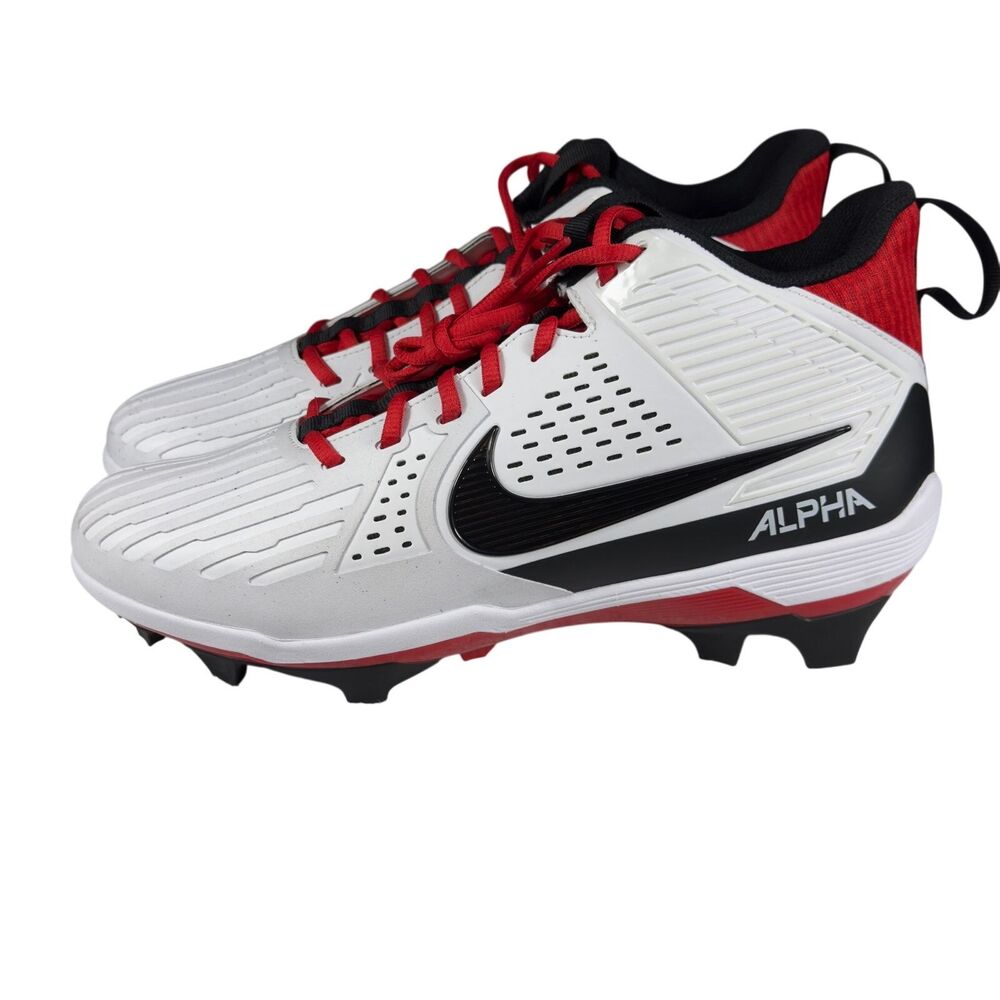 Men’s Nike Alpha Menace 4 Football Cleats White Black Red II5139-102 Sz 11.5 New